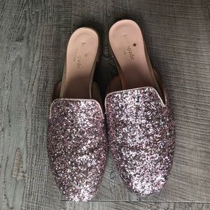Pink glitter Kate Spade mules